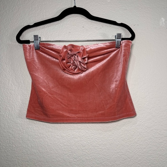 Reformation Adalynn Two Piece Light Pink Velvet Skirt Set Medium - Picture 3 of 5